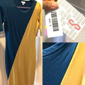Lularoe small, color-blocked Julia dress